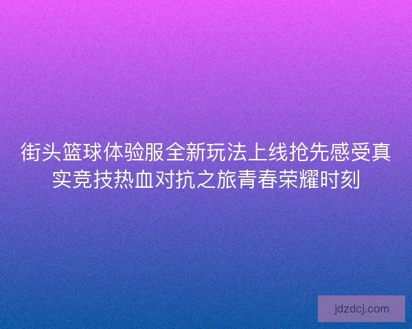 街头篮球体验服全新玩法上线抢先感受真实竞技热血对抗之旅青春荣耀时刻